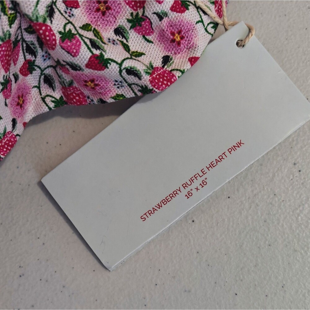 NEW Cath Kidston Strawberry Heart Pillow Ruffle Cotton Cover Toss Throw NWT Pink - Picture 7 of 11